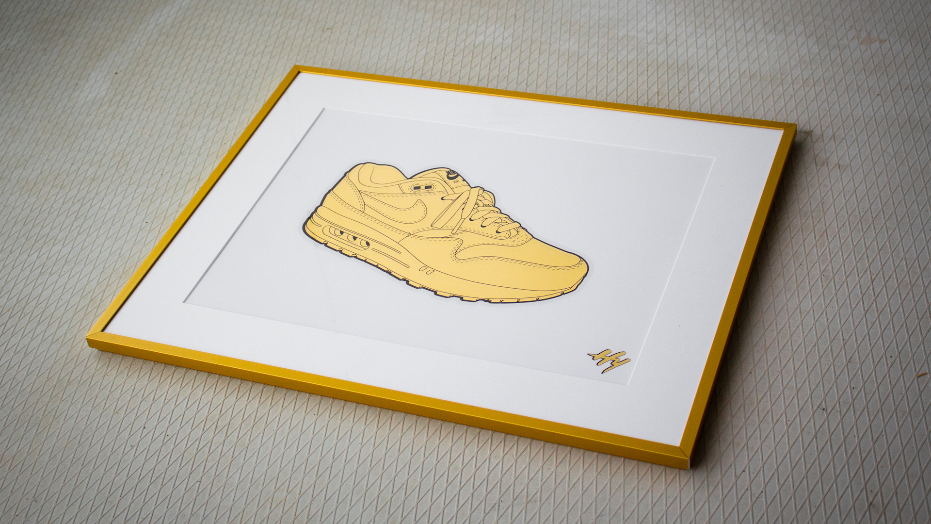 Golden Nike Air Max Sneaker Art Print