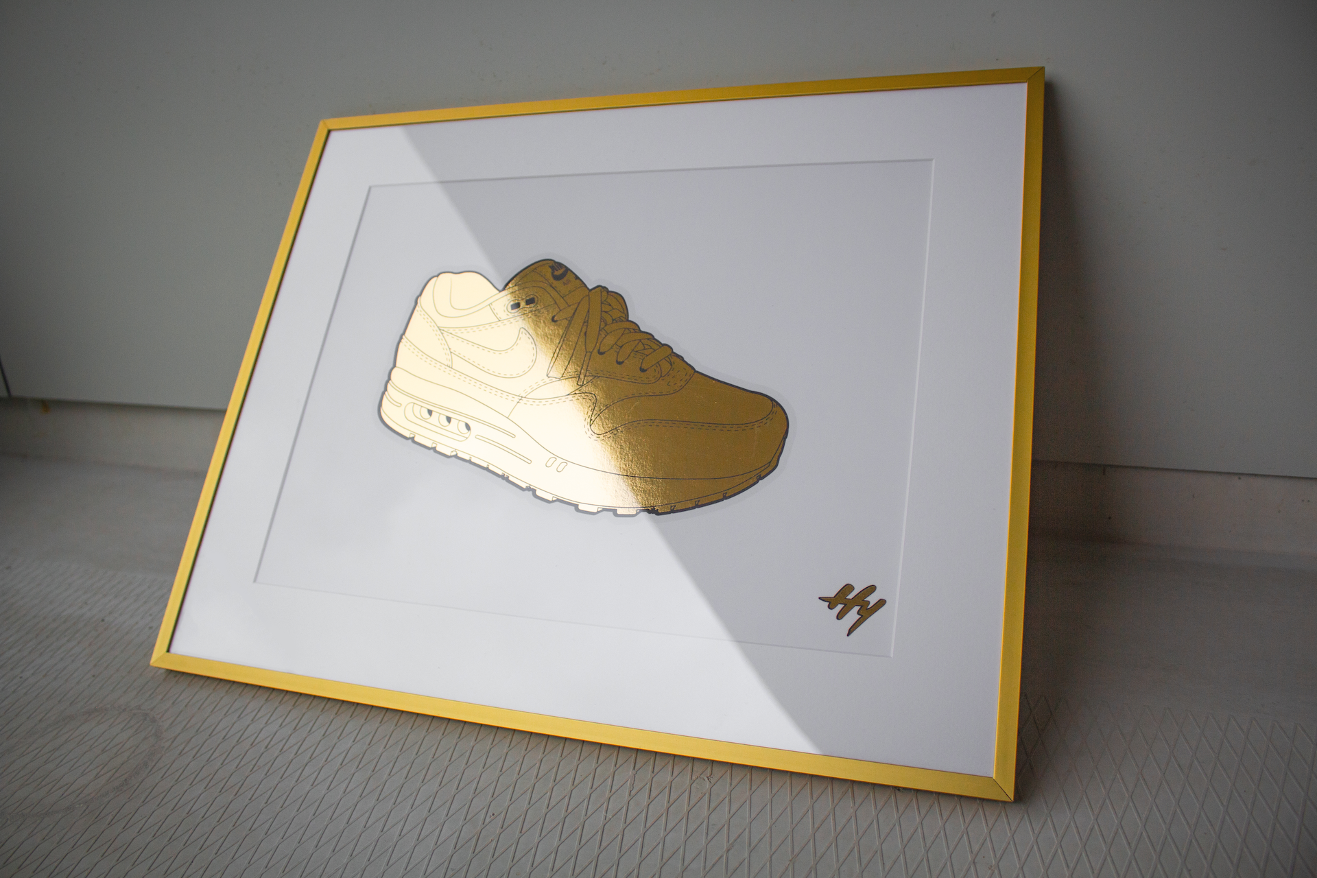 Golden Nike Air Max Sneaker Art Print