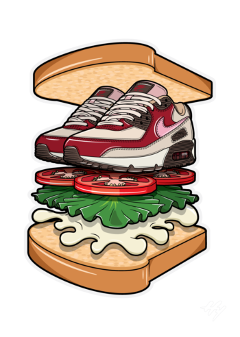 Nike Air Max 90 Bacon BLT Sandwich Sneaker Art Hyprints