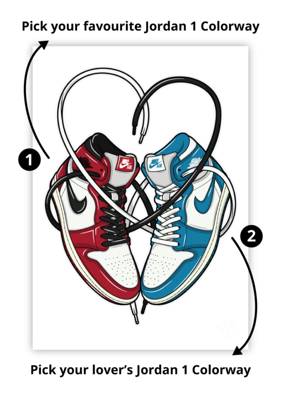 Valentine Love is in the Air Jordan 1 Nike sneaker art print Hyprints
