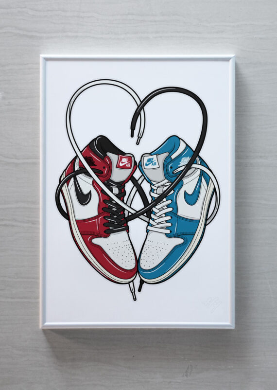 Valentine Love is in the Air Jordan 1 Nike sneaker art print Hyprints