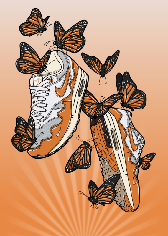 Nike Patta Air Max 1 Monarch Sneaker art print Hyprints