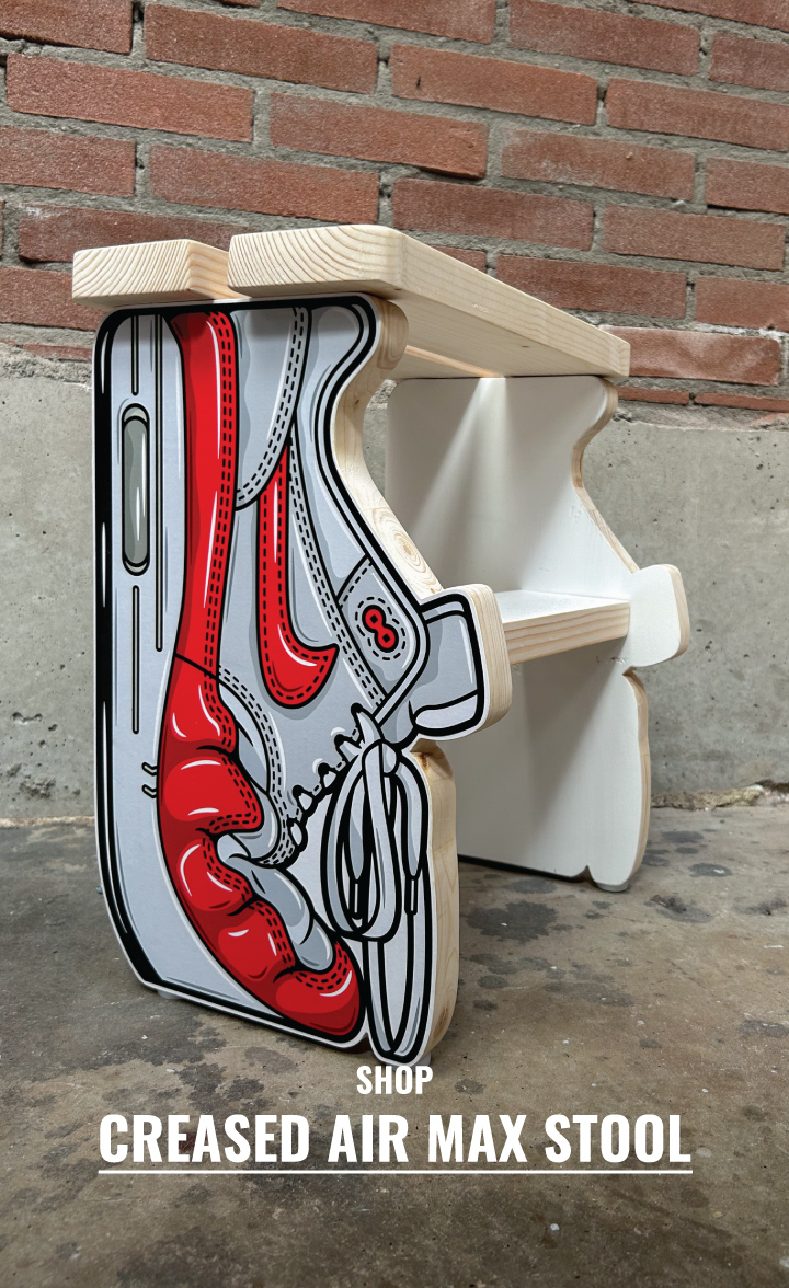 Creased Air Max 1 Stool Hyprints Sneaker Art Handmade Design Furniture